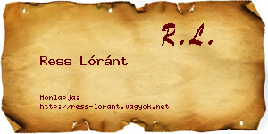 Ress Lóránt névjegykártya